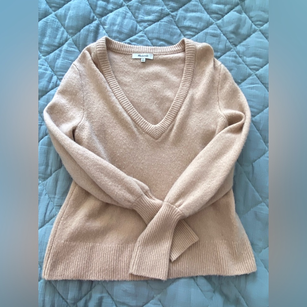Madewell Women Sweatshirt Tan Wool Blend  Balloon Long Sleeve Size S